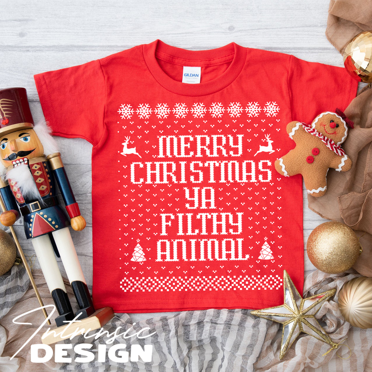 Filthy animal ugly sweater tee