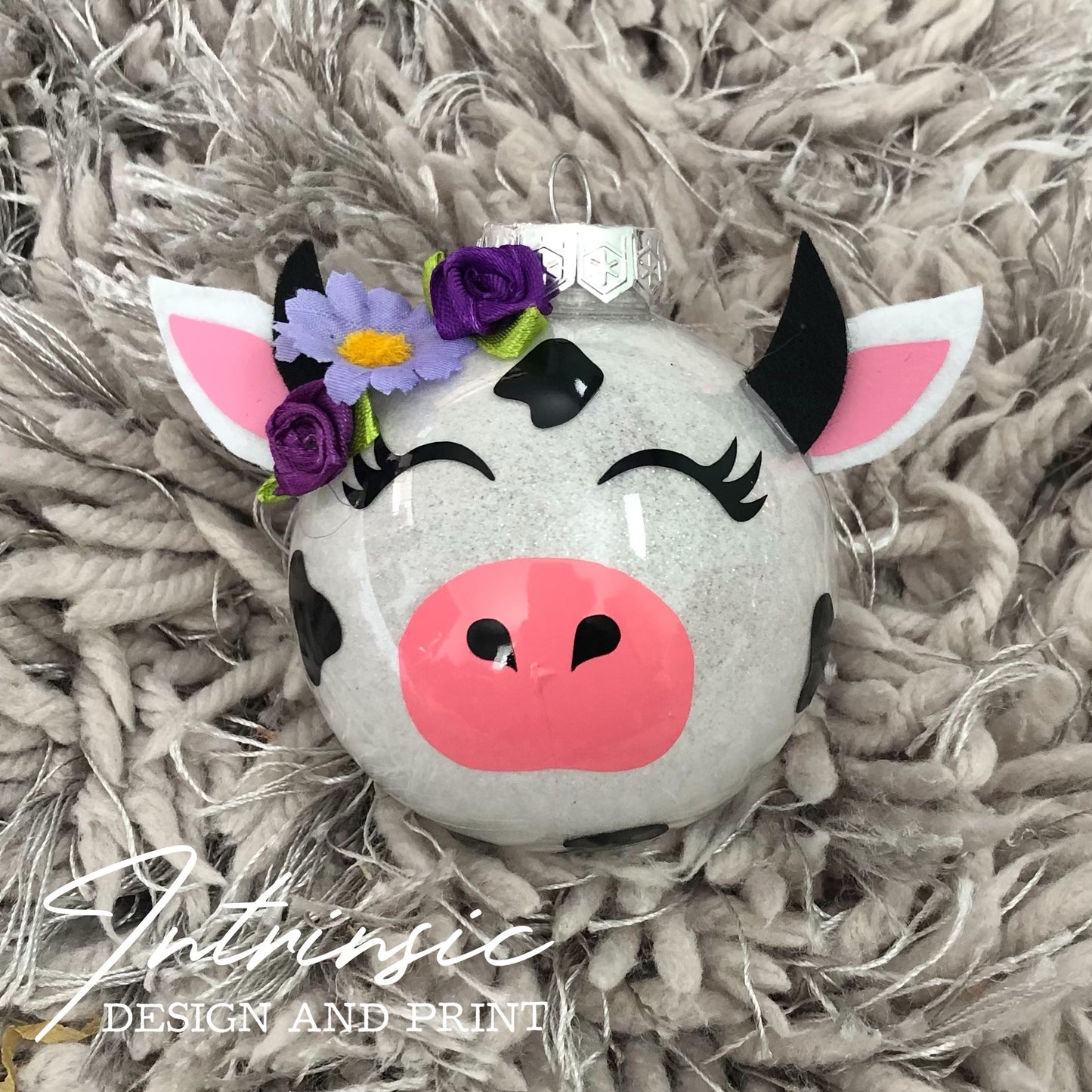 Floral cow bauble