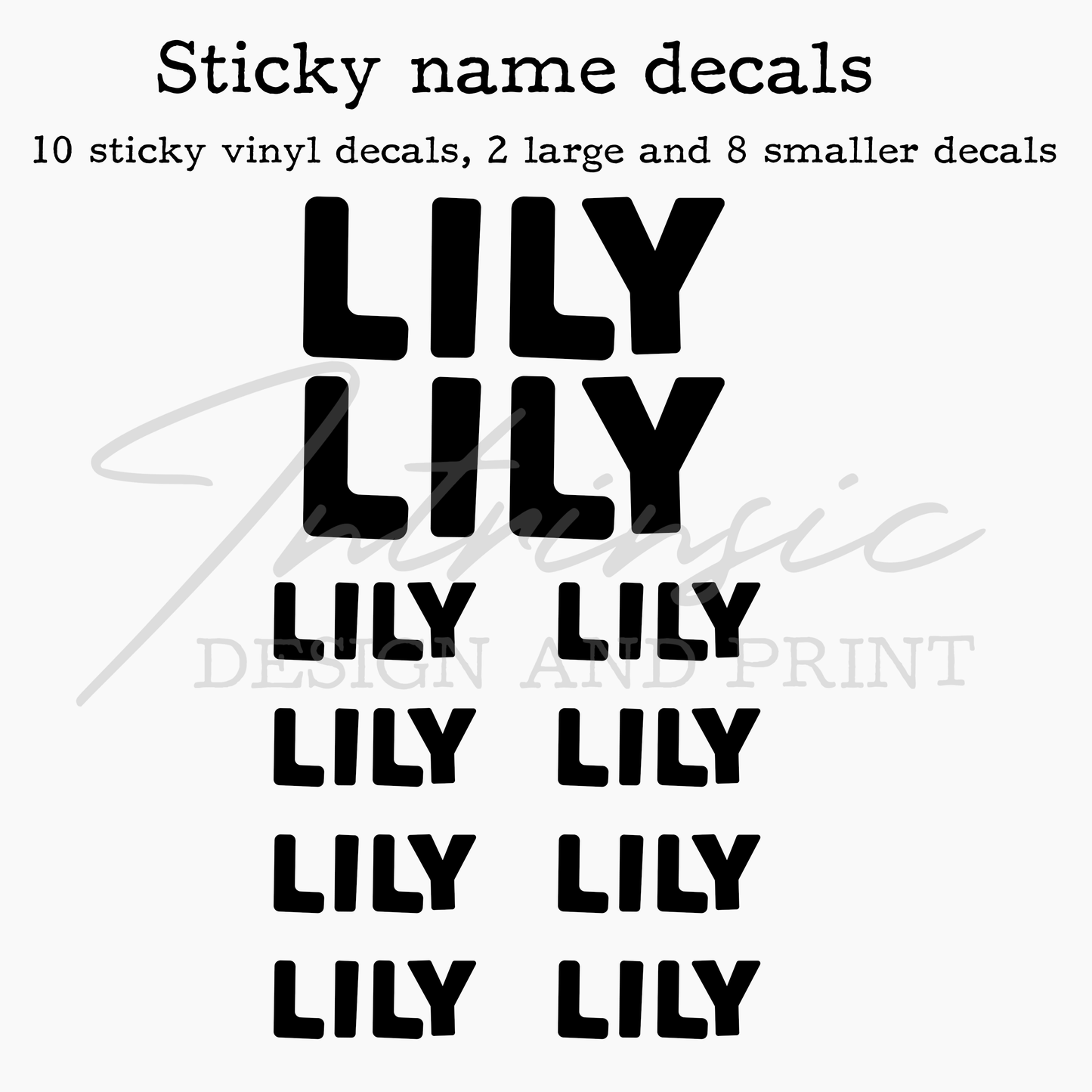 Sticky name decals