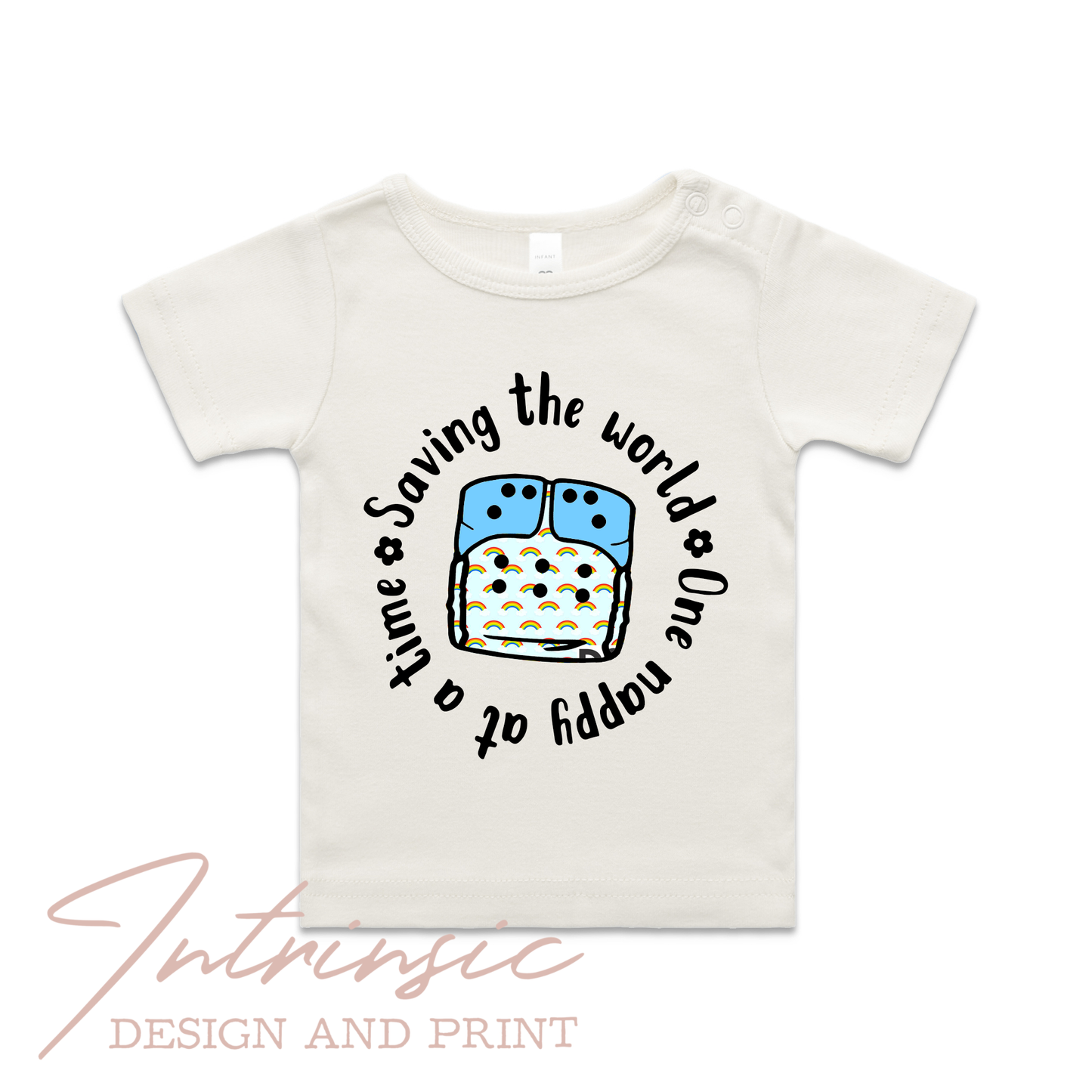 Saving the world filled printed nappy tee